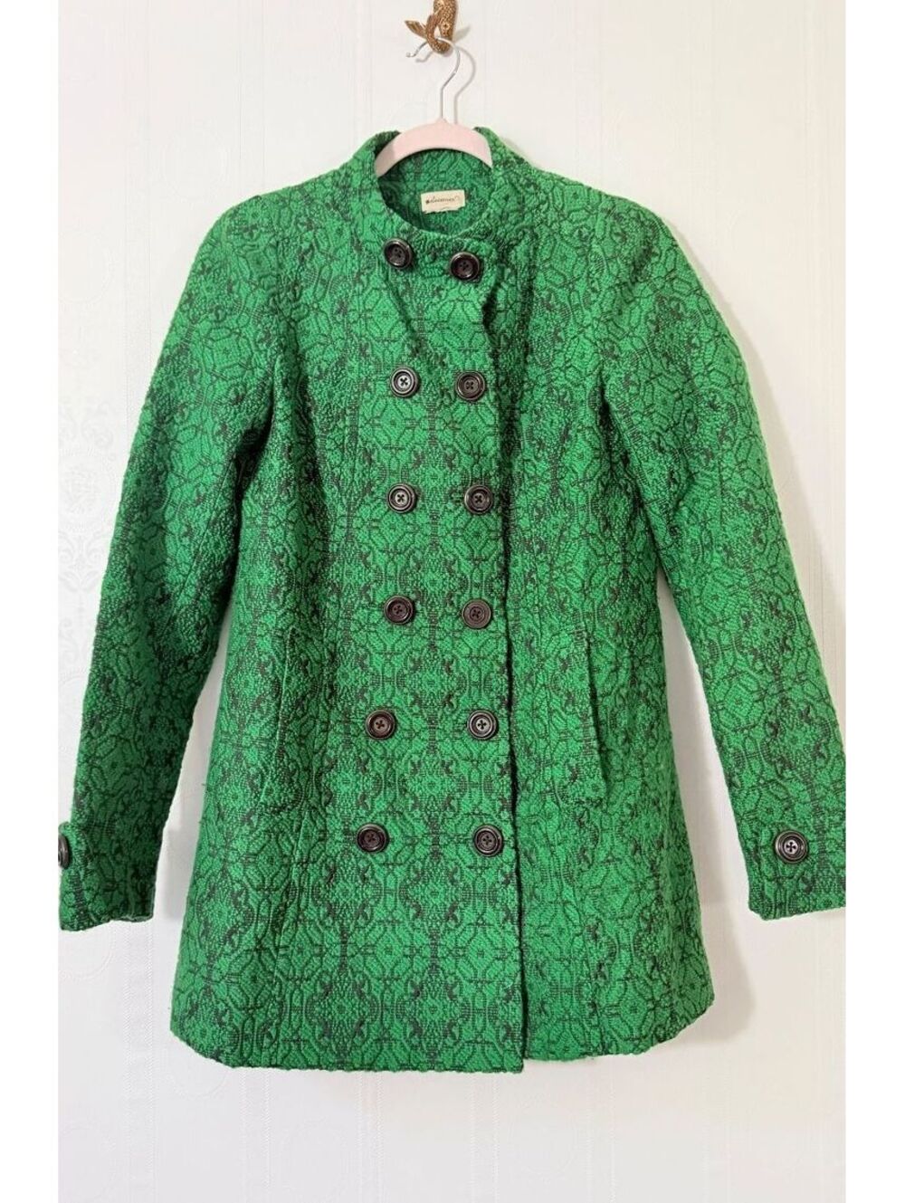 Anthropologie Green Lace Coat | Size M